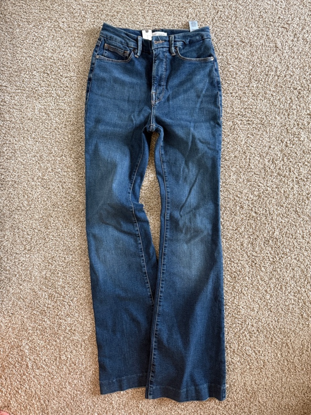 Good American Dark Blue Flare Jeans - High-Rise Silhouette